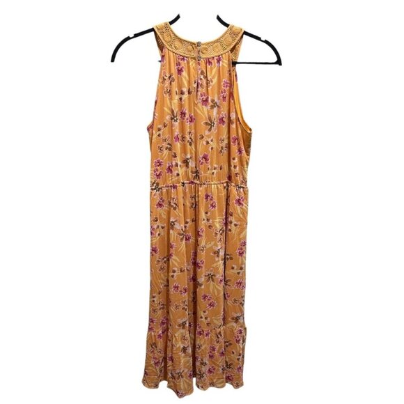 Daniel Rainn Size M Floral Halter Crochet Neck Mezzie Midi Dress NWT - Picture 4 of 9